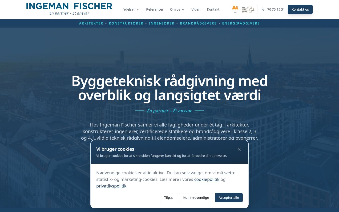 Skærmbillede af hjemmesiden for Ingeman Fischer